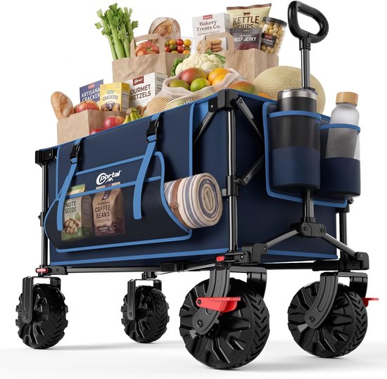 Portal Festival Trolley - Handwagen met bekerhouder, transportwagen, all-terrain, inklapbaar, voor tuin, camping - ShopVlot