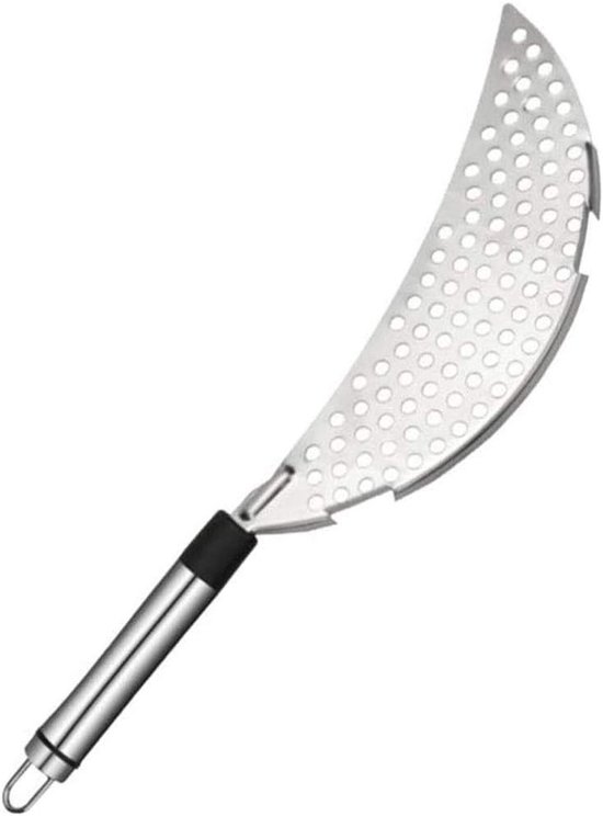Pot Afgietrekker - Pan Zeef - Koken en Afgieten - Halve Maan Vorm - 36.5 x 6.5 cm - Zilverkleurig