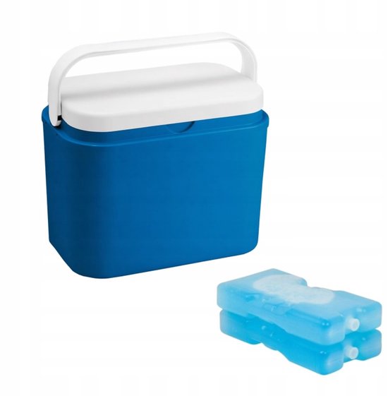 POTZ Cooler Box, Blue, Portable, with Removable Lid and Handle, Lightweight and Durable, Includes 2 Ice Packs, Ideal for Picnic, Camping, Beach - 10L van POTZ