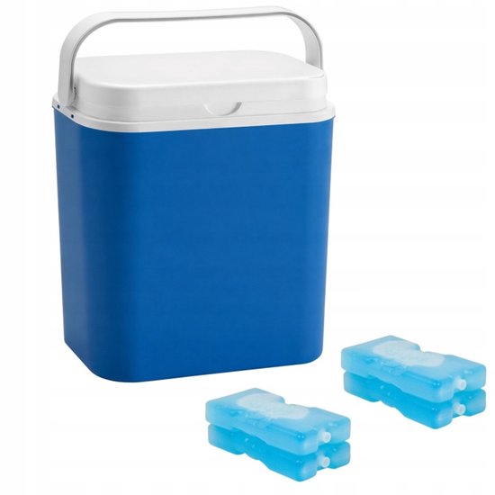 POTZ Cooler Box, Blue, Portable, with Removable Lid and Handle, Lightweight and Durable, Includes 4 Ice Packs, Ideal for Picnic, Camping, Beach – 18L van POTZ