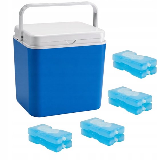 POTZ Cooler Box, Blue, Portable, with Removable Lid and Handle, Lightweight and Durable, Includes 8 Ice Packs, Ideal for Picnic, Camping, Beach – 30L