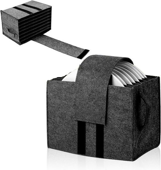 Praktische Plate Holder voor Motorhome en Caravans - Felt Camping Tafelgerei Opbergoplossing voor 8 Borden, Ideaal voor Boot en Keuken Accessoires