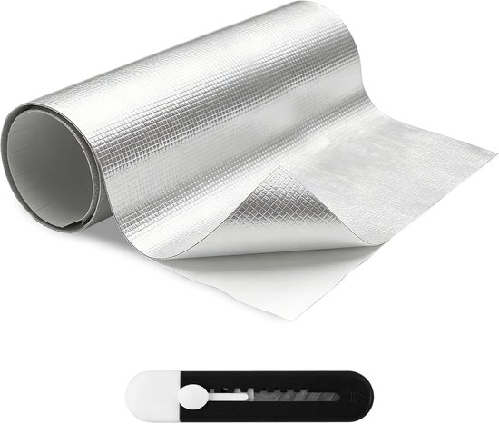 Praktische Warmtebescherming: Zelfklevende Isolatiematte van 60cm x 200cm, Aluminized Thermische Barrière voor Slangen, Hoge Temperatuur Isolatie en Warmtebeschermingsdeken voor Auto's
