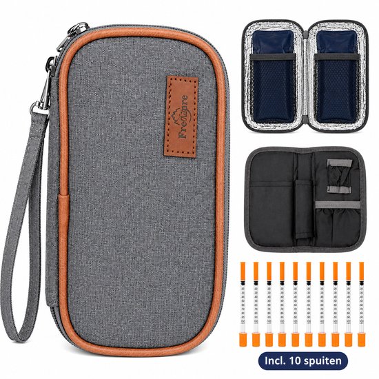 Premium Insuline Koeltas met 10 Insulinespuiten & 2 Icepacks – Insuline Etui voor Insulinepennen – Medische Reiskoeltas