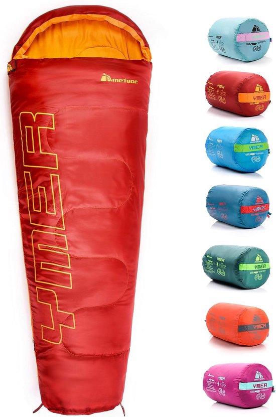 Premium kinderslaapzak, zomer, ultralichte huttenslaapzak, comfortbel, jongeren, camping, dekenslaapzak, lichte herfst, inlay, (rood/oranje) van Active Era