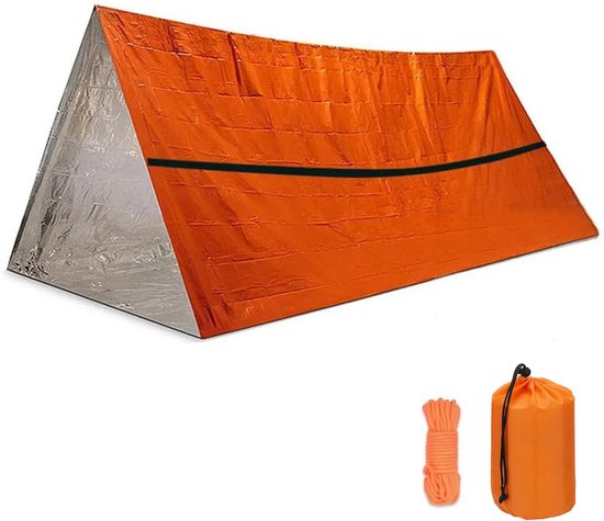 Premium Noodtent Persoons - Survival Accessoirers - Life Bivvy - Lichtgewicht - Emergency Tent - Noodpakket Tent - Waterdichte kampeertent - Oudoor - Noodbivakzakken - Thermo Tenten - Warm - Koud - Waterproof - Oranje van Merkloos