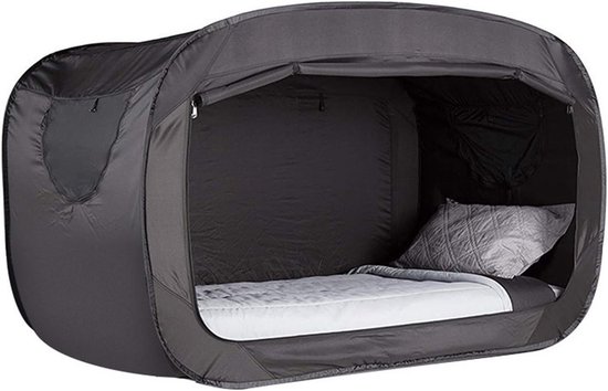 Privacy Bed Tent - Slaapcabine Pop-up - Kamperen en Reizen - Volledig Afgesloten Ontwerp - 190x90x100 cm - Zwart