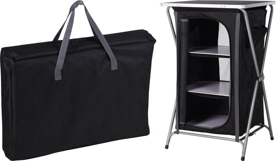 Pro Garden Camping kast vouwbaar - 3 legplanken - inclusief draagtas - 60x53x97cm van Merkloos
