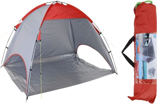 Probeach - Strandtent - 220x120x115 - cm - rood - en - grijs van Pro