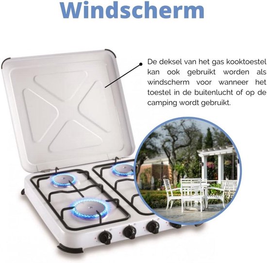 Professioneel Draagbaar Gas Kooktoestel met 4 Pitten en Deksel – RVS Camping Fornuis voor Outdoor & Kamperen van Merkloos