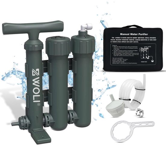 Professioneel Waterzuiveringsapparaat - Waterfilter - Volledige set - 10000L - 300ml Per Pompbeweging - Extra Filters - Overlevingspakket van Merkloos