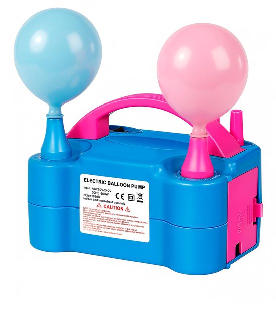 Professionele elektrische ballonpomp, 600 W, automatische en semi-automatische luchtpomp, snel opblazen in 3 seconden, 2 spuitmonden voor latexballonnen, draagbaar voor verjaardagen, feesten