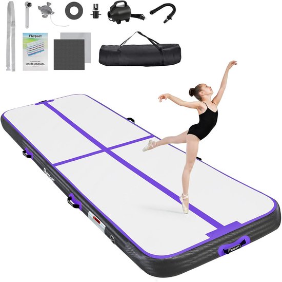 Professionele Gymnastiekmat 20cm Dik Inclusief Pomp en Tas - Opblaasbaar Turnmat voor Thuis en Sportschool
