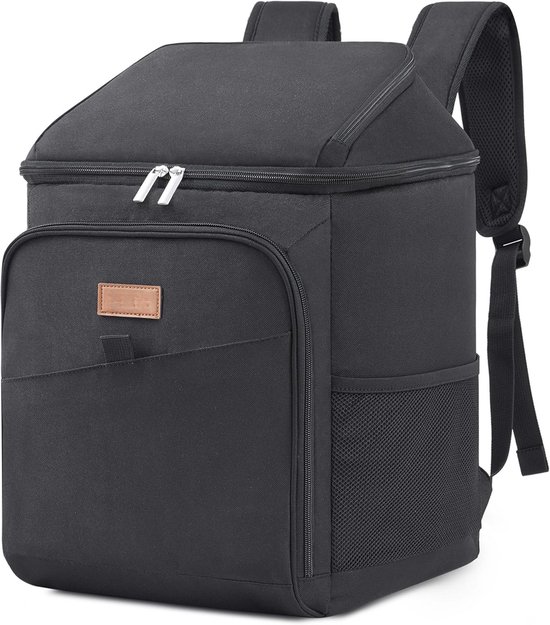 PromoHome 26 liter geïsoleerde koelrugzak - waterdichte koeltas met lekvrij ontwerp, schouderbanden en handvat - voor picknick, strand, camping en reizen - zwart van Merkloos
