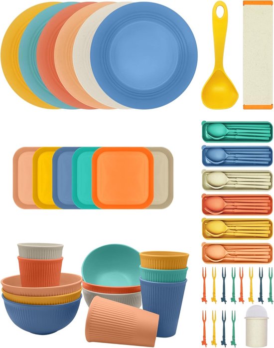 PromoHome 69-delige Outdoor Eetset - Vaatwasserbestendig Camping Servies voor 6 Personen