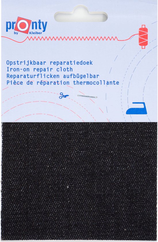 Pronty opstrijkbaar reparatiedoek kleur: zwart. / 10x40 cm, Per Stuk. van Pro