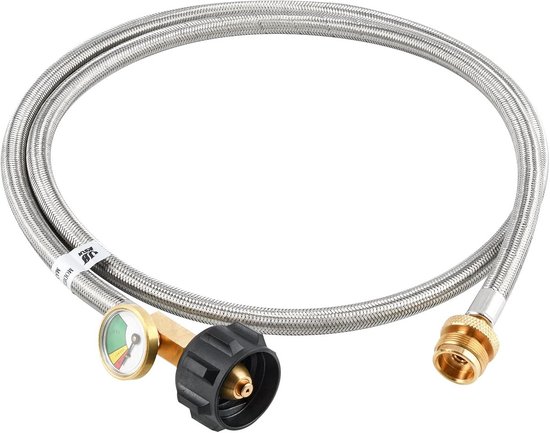 Propaan Adapter Slang met Manometer 5 FT voor Gasflessen en BBQ's van Merkloos