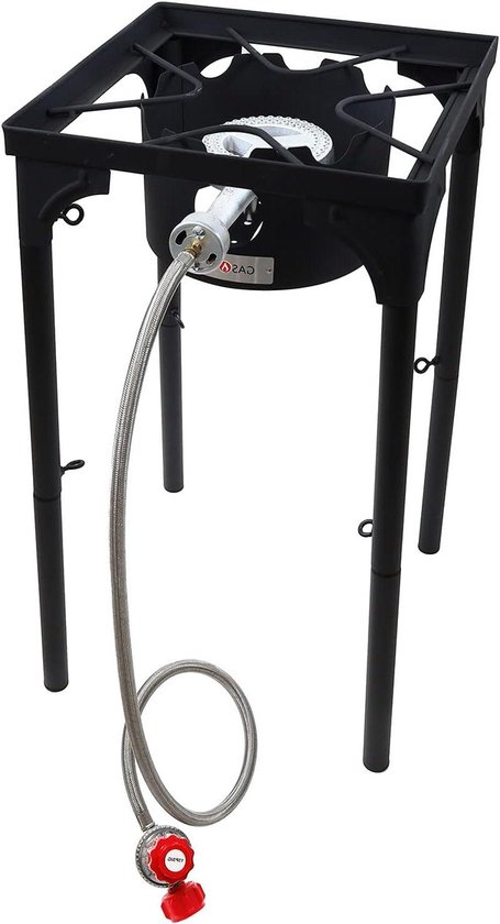 Propaan Brander - Kampeer Kooktoestel - Buiten Koken - Verstelbare Poten - 76.2 cm Hoog - Zwart