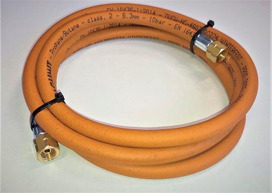 Propaan Butaangas Slang 3 Meter 10 Bar met Snelkoppeling voor Gasbarbecue en Camping van Merkloos