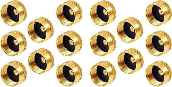 Propaan Fles Caps - Gas Tank Beschermers - Outdoor Koken - Massief Messing Constructie - 16 Stuks - Goud