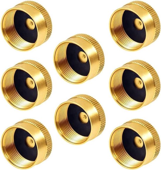 Propaan Flessen Doppen - Gas Cilinder - Outdoor Koken - Massief Messing - 8 Stuks - Goud