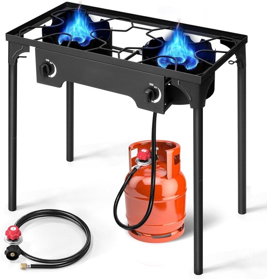 Propaan Kooktoestel - Buiten Koken - Outdoor Keuken - Dubbele Krachtige Branders - 75.4 cm Hoog - Zwart