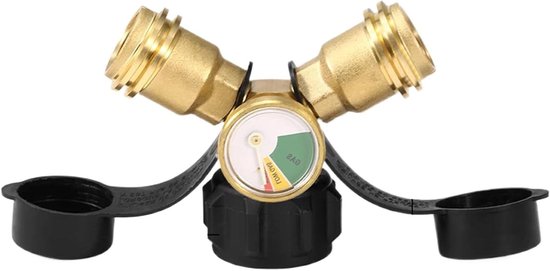 Propaan Splitter - Y-verdeler Adapter - Veilig Gas Gebruiken - Met Manometer Ventiel - 104 cm - Messing