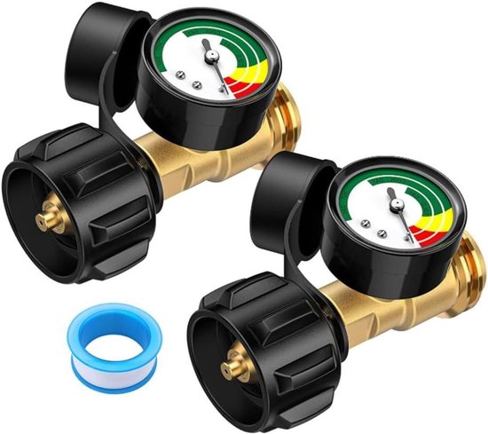 Propaan Tank Meter - Gasniveau Indicator - Grill Voorbereiding - Felgekleurde Aflezing - 2 Stuks - Zwart