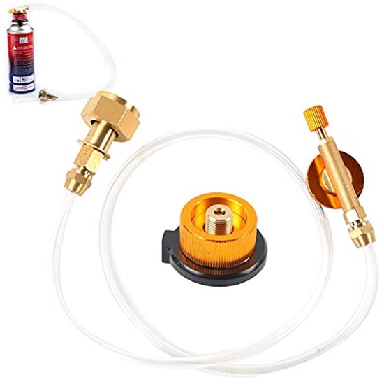 Propaannavulling adapter voor outdoor camping fornuis - LPG flessenadapter met gasslang van Merkloos