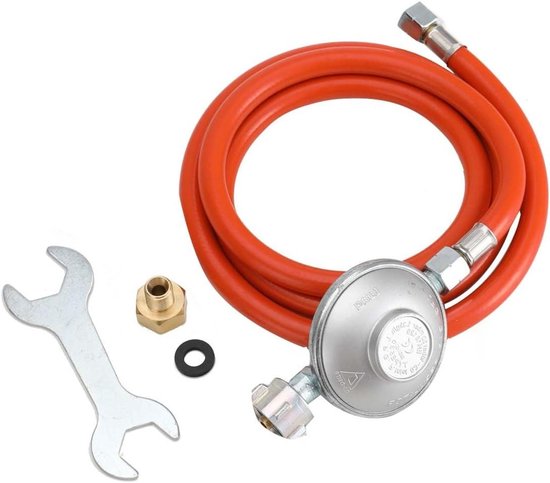 Propaanslang met Regelaar - Gasslang Set - Buiten Koken - 1/4 Linkse Schroefdraad - 150 cm - Goud Zwart