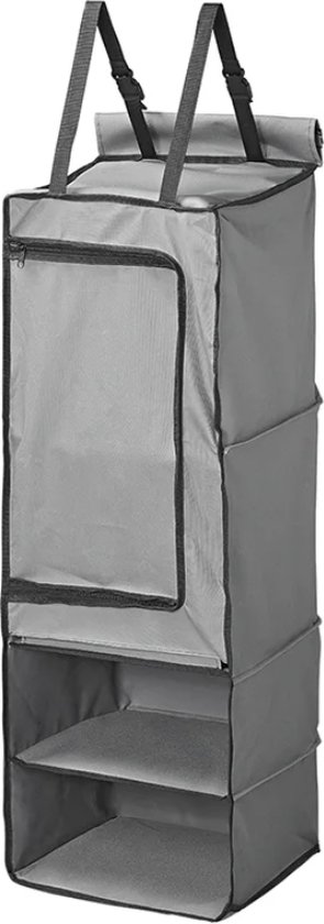 ProPlus 4-Vaks Organizer - Wandorganizer - 34 x 34 x 96 cm - Muurorganizer - Tentorganizer - Caravanorganizer - Tent Schort - Met Rits & Keder - Bevestiging met Klittenband van ProPlus