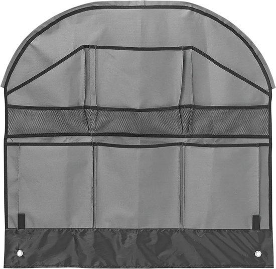 ProPlus 9-Vaks Wiel Organizer - 84x86 cm met Keder - Wielflap met Opbergvakken - Tentorganizer - Campingorganizer - Wiel Schort - Voor caravan - Georganiseerd reizen - Efficiënte opbergruimte - Grijs van ProPlus