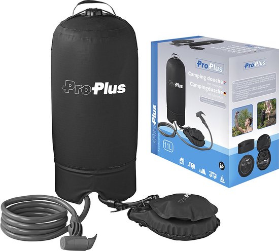 ProPlus Camping Douche - 11 Liter - Kampeerdouche - Draagbare Douche - Campingdouche - Buitendouche - Voetpomp - Inclusief Draagas van ProPlus