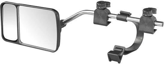ProPlus Caravanspiegel met Dodehoekspiegel - 44 x 11 x 16 cm - Vlak Glas - Opzetspiegel - Verstelbaar - Zwart
