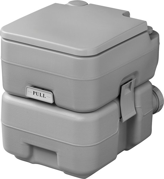 ProPlus Draagbaar Toilet - Zithoogte 42 cm - Camping toilet - Inklapbaar - Mobiel Toilet - Chemisch Toilet - Eenvoudig Loskoppelen - Met Doorspoelpomp - Geschikt voor Kamperen, Varen of Reizen - Schoonwatertank 10 L - Vuilwatertank 20 Liter van ProPlus