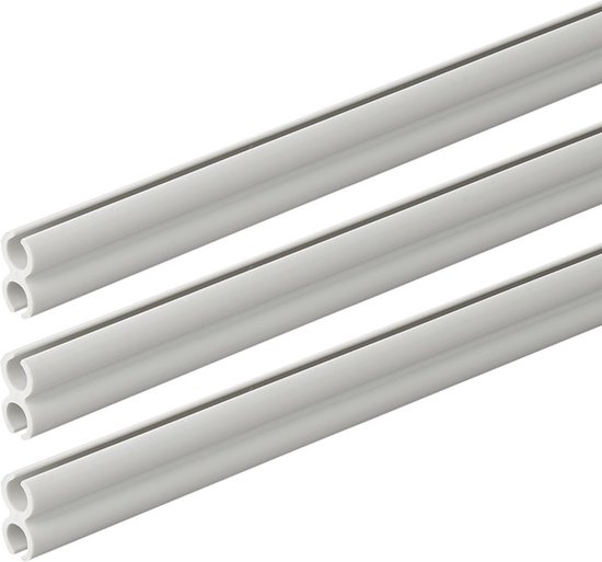 ProPlus Dubbele tentrail set - kunststof - 80 cm - lichtgrijs - 3 stuks van Merkloos