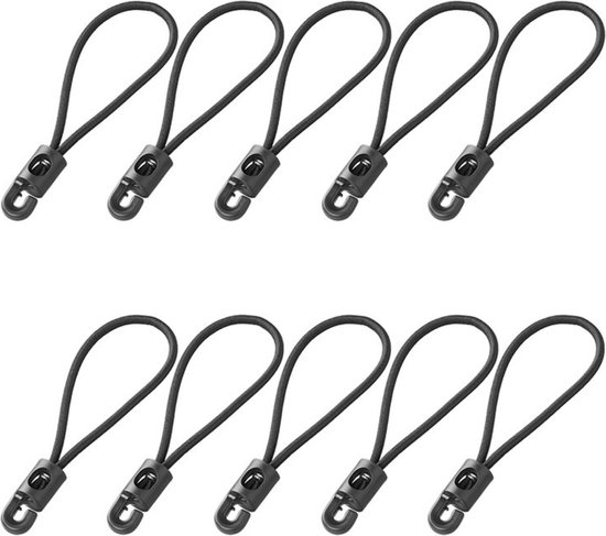 ProPlus Elastische lussen - kunststof haak - Ø 22 x 200 mm - set van 10 - zwart van ProPlus