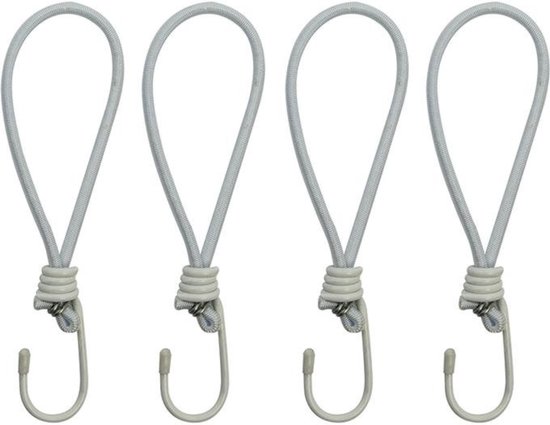 ProPlus Elastische tentspanners met haak - 20 cm - wit - set van 4 van ProPlus