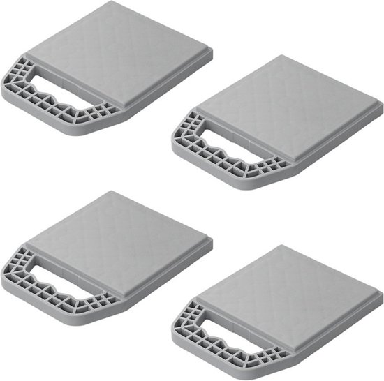 ProPlus Onderlegplaten met handvat - stapelbaar - set van 4 - lichtgewicht kunststof - 23x17x2,1 cm - grijs van ProPlus