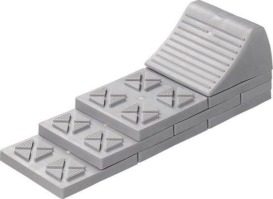 ProPlus Oprijblok - Wielbalans - Oprijbrug - Stapelbaar - Leveller - Voor Caravan of Camper - Lichtgewicht Kunststof - Maximale aslast: 5t - Inclusief draagtas - Grijs van ProPlus