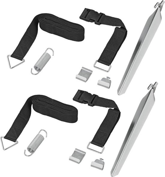 ProPlus Stormbandenset – 3 M – Met snelsluiting 50 cm- Stormlijnset – Tent Stormkit – Caravan- en camperluifels – Voortenten – Compleet pakket – Incl. stormharingen & veer van ProPlus