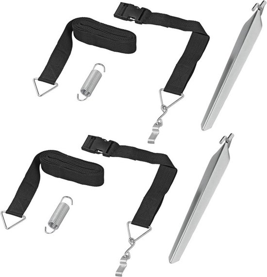 ProPlus Stormbandenset – 3 M – Met snelsluiting 70 cm - Stormlijnset – Tent Stormkit – Caravan- en camperluifels – Voortenten – Compleet pakket – Incl. stormharingen & veer van ProPlus