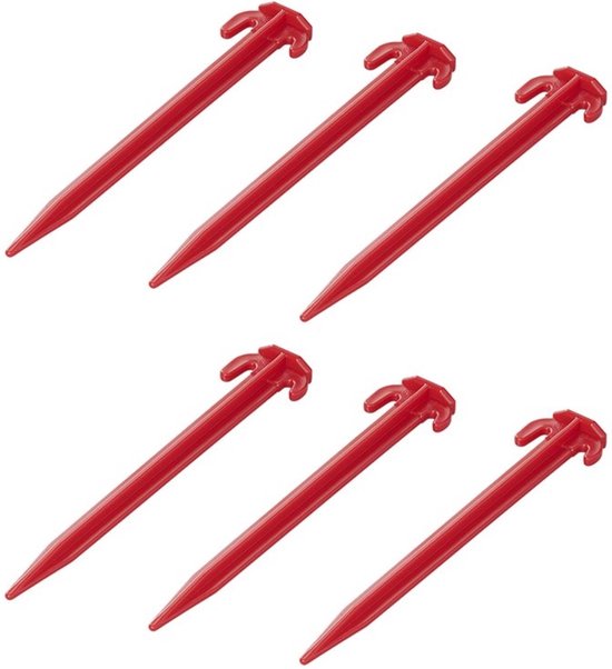 ProPlus Tentharing - 19 cm - ABS Grondpennen - Lichtgewicht - Tentpennen - Tentverankering - voor Tenten - Kunststof - 6 stuks - Rood van ProPlus