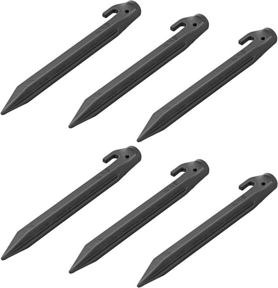 ProPlus Tentharing - 22.5 cm - Grondpennen - Lichtgewicht - Tentpennen - Tentverankering - voor Tenten - Geschikt voor Zachte en Middelharde Ondergronden - Nylon - 6 stuks - Zwart van ProPlus