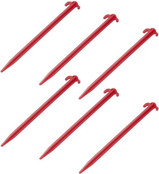 ProPlus Tentharing - 30 cm - ABS Grondpennen - Lichtgewicht - Tentpennen - Tentverankering - voor Tenten - Kunststof - 6 stuks - Rood van ProPlus