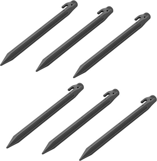 ProPlus Tentharing - 30 cm - Grondpennen - Lichtgewicht - Tentpennen - Tentverankering - voor Tenten - Geschikt voor Zachte en Middelharde Ondergronden - Nylon - 6 stuks - Zwart van ProPlus