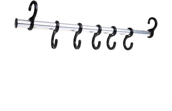 ProPlus Tentkapstok - Aluminium - 7 haken - 42 cm - Zilver/Zwart van Merkloos