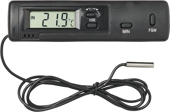 ProPlus Thermometer auto - binnen/buiten temperatuur - zwart - eenvoudig te bevestigen van ProPlus