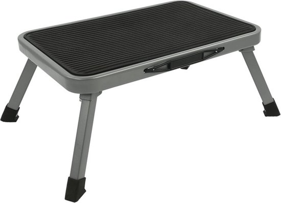 ProPlus Vouwbaar opstapje - 1 trede - metaal - antislip - 150 kg draagkracht - compact van Merkloos