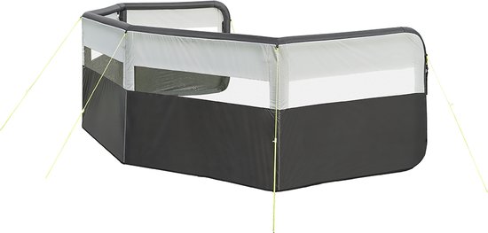 ProPlus Windscherm - 840 x 140 cm - Opblaasbaar - UV-beschermend - L-vorm/U-vorm - Inclusief Pomp - 150D Polyester - Modern design - Snelle en Eenvoudige Installatie - Inclusief Luchtpomp, scheerlijnen, haringen en draagtas van ProPlus